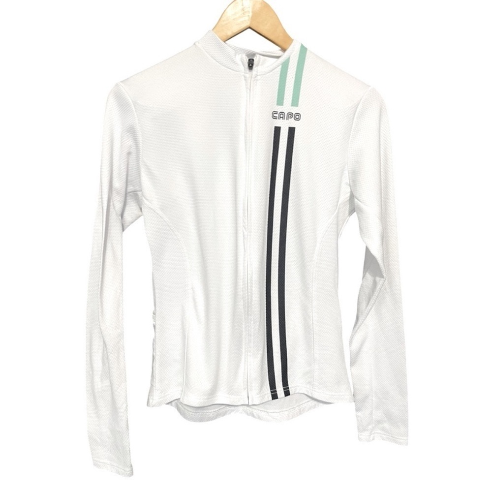 Capo Full Zip Jersey Long-Sleeve White Cycling Blazer Women Sz‎ L Made in Italy